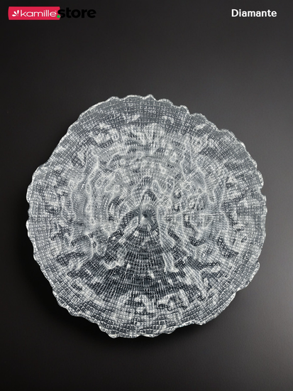 Блюдо фигурное круглое 26 см. из стекла Diamante