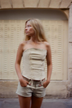 ZARA КОРСЕТ СО ШНУРОВКОЙ В ПОЛОСКУ, ПОЛОСКИ
