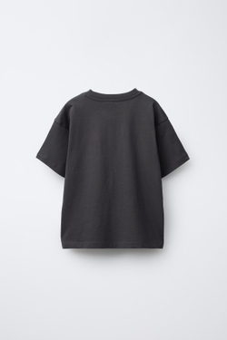 ZARA ФУТБОЛКА ИЗ ТКАНИ С ПРИНТОМ, АНТРАЦИТОВО-СЕРЫЙ