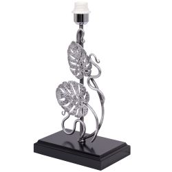 Настольная лампа Monstera Deliciosa (Монстера) Черный Античное серебро с абажуром Vintage Белый