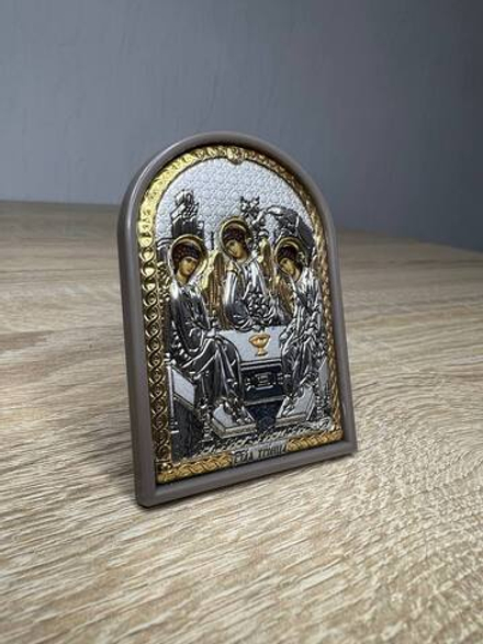 Св. Троица, икона арочная, пластик коричневый 48x66