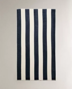 ZARA HOME ПЛЯЖНОЕ ПОЛОТЕНЦЕ В ШИРОКУЮ ПОЛОСКУ, ЭКРЮ