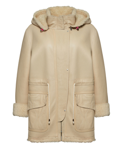 Бежевая дубленка из овчины