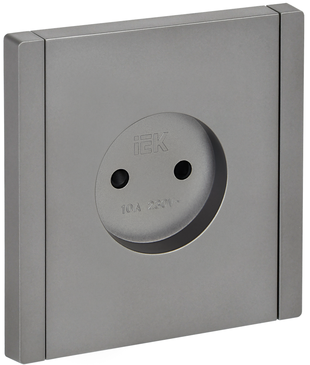 FORTE&PIANO Розетка 1-местная без заземления с защитными шторками винтовое крепление 10А FP517 сталь IEK