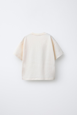 ZARA ФУТБОЛКА С ПРИНТОМ, СЛОНОВАЯ КОСТЬ