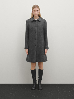 Massimo Dutti Длинное пальто из смесовой шерсти, серый