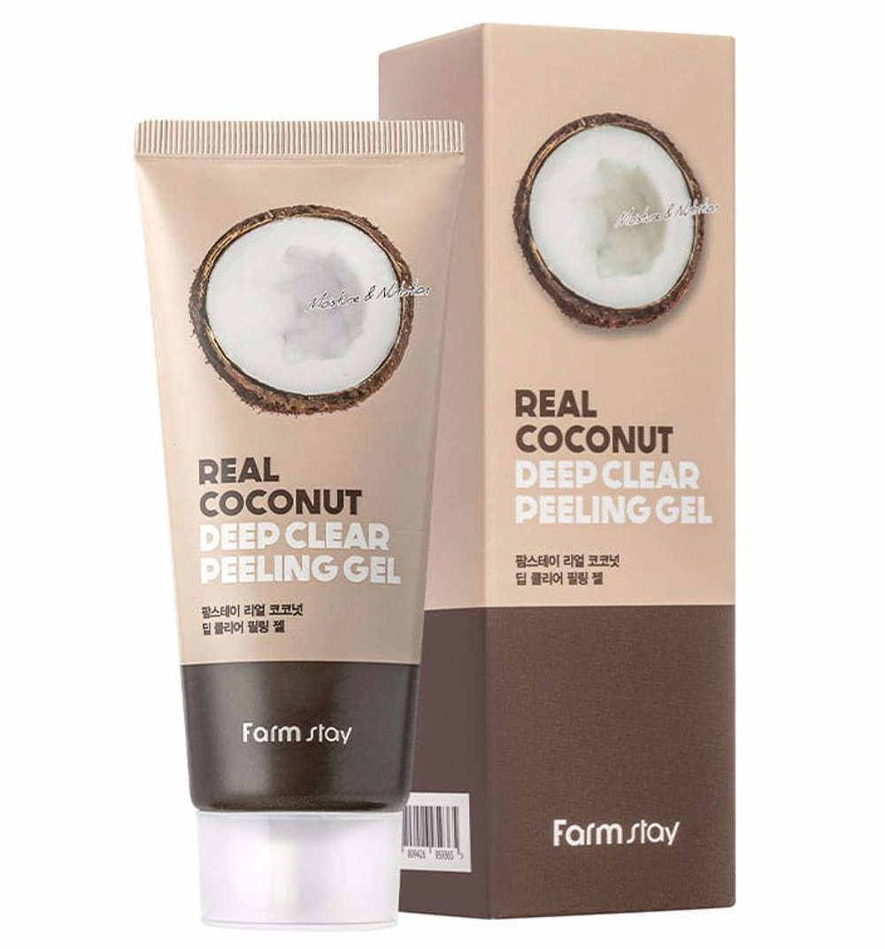 [Farm Stay] Real Coconut Deep Clear Peeling Gel - Пилинг-гель для лица с кокосом, 100 мл