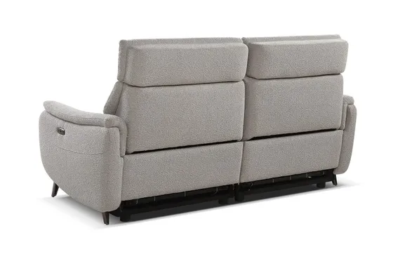 Диван c электро-реклайнером Level, 183 см, серое букле