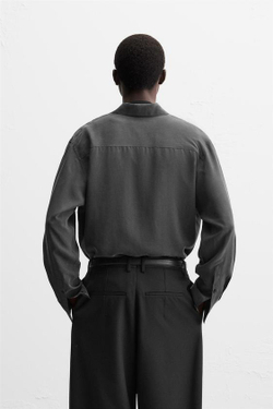 ZARА РУБАШКА ИЗ 100% ШЕЛКА, СЕРЫЙ