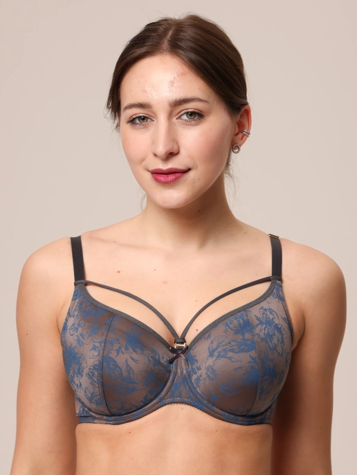 Бюстгальтер Zebra полупоролоновая чаша на каркасах (принт/графит)