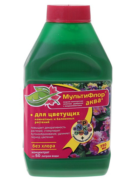 МУЛЬТИФЛОР комплексное удобрение для цветущих растений 250мл.