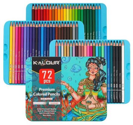 Карандаши акварельные Kalour 72 цвета металлический пенал