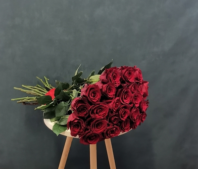 25 бордовых роз
