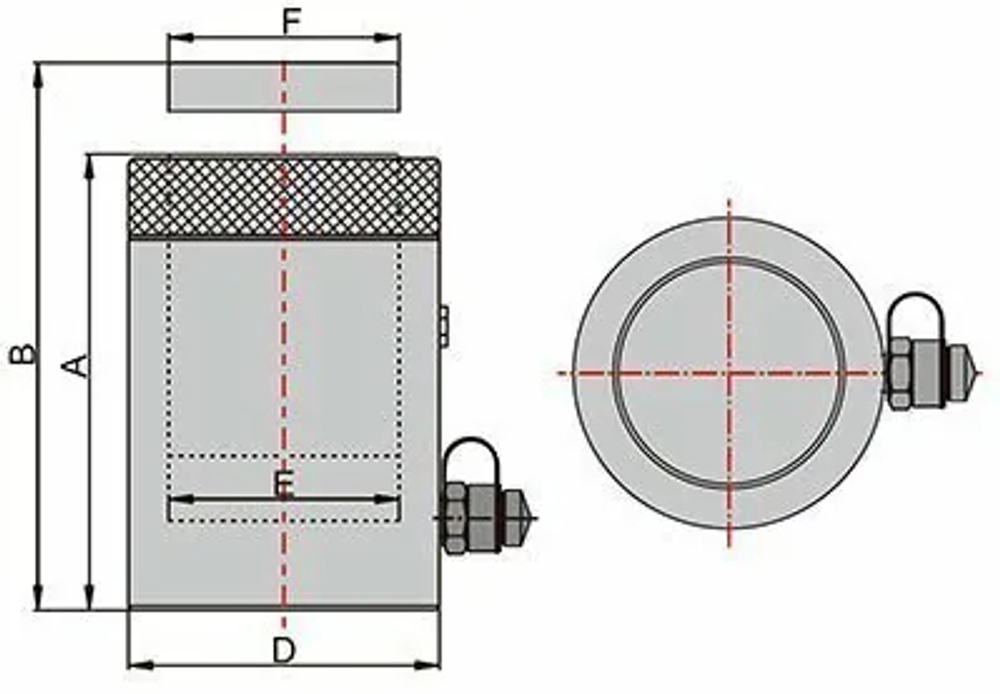 Домкрат грузовой Инстан с фиксирующей гайкой и пружинным возвратом штока ДГ50-400ПГ (50т, ход 400мм)