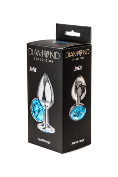 Большая серебряная металлическая пробка с голубым кристаллом, (6,8 см) (Цвет: серебряный, голубой)