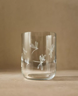 ZARA HOME СТАКАН С РИСУНКОМ «СТРЕКОЗА», БЕЛЫЙ