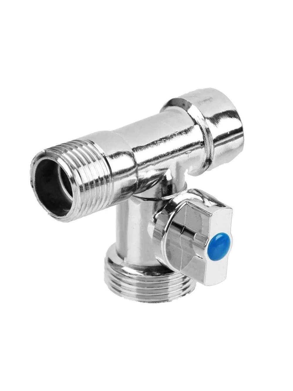 Кран шаровой угловой трехпроходной FRESSO, 1/2"х3/4"х1/2", ВР-НР-НР, хром