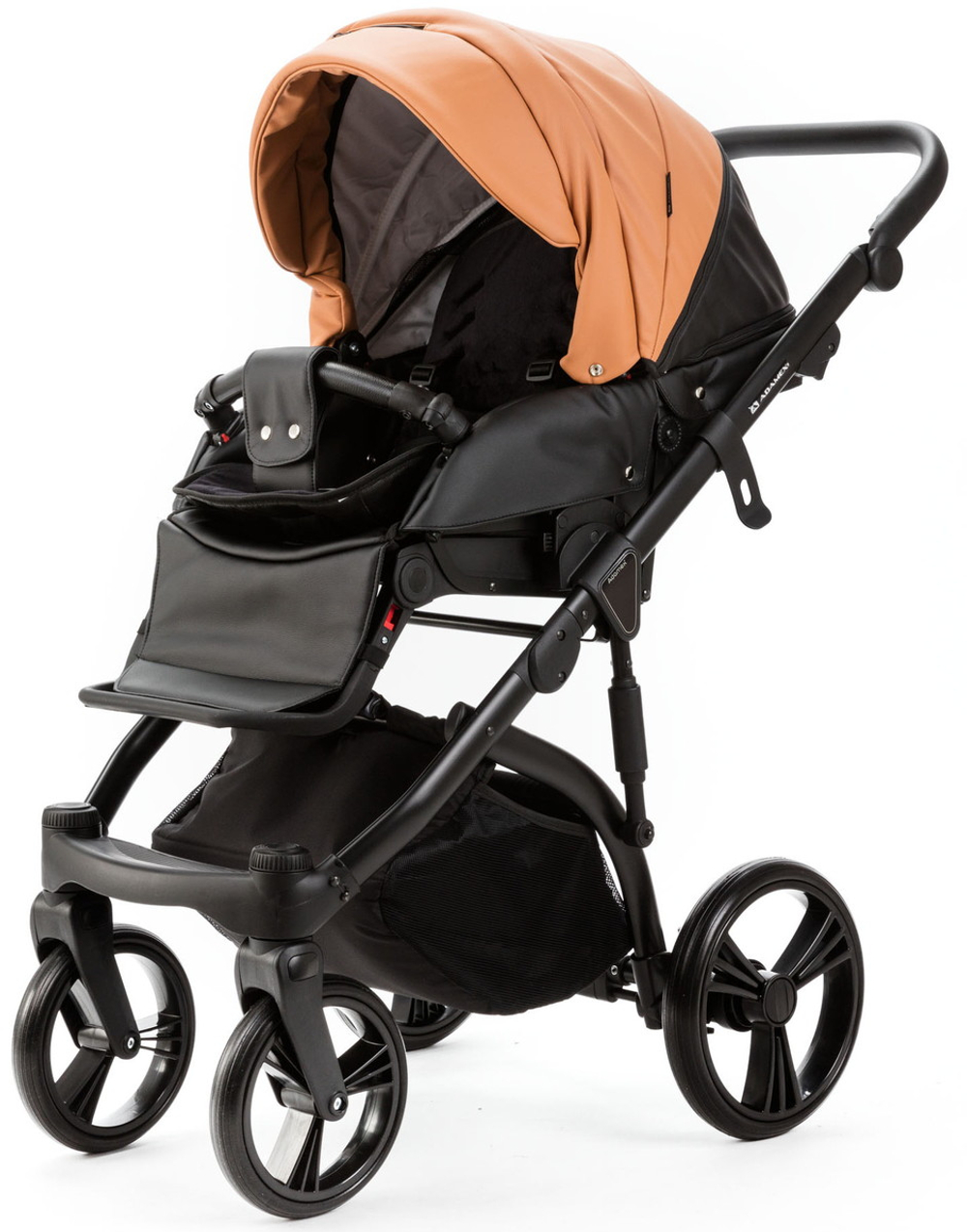 Детская коляска Adamex Lanti Deluxe 3 в 1 LN-SD109 (КАРАМЕЛЬ.КОЖА + ЧЕРН. КОЖА)