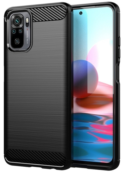 Мягкий защитный чехол на Xiaomi Redmi Note 10 (с 2021 года), серия Carbon от Caseport
