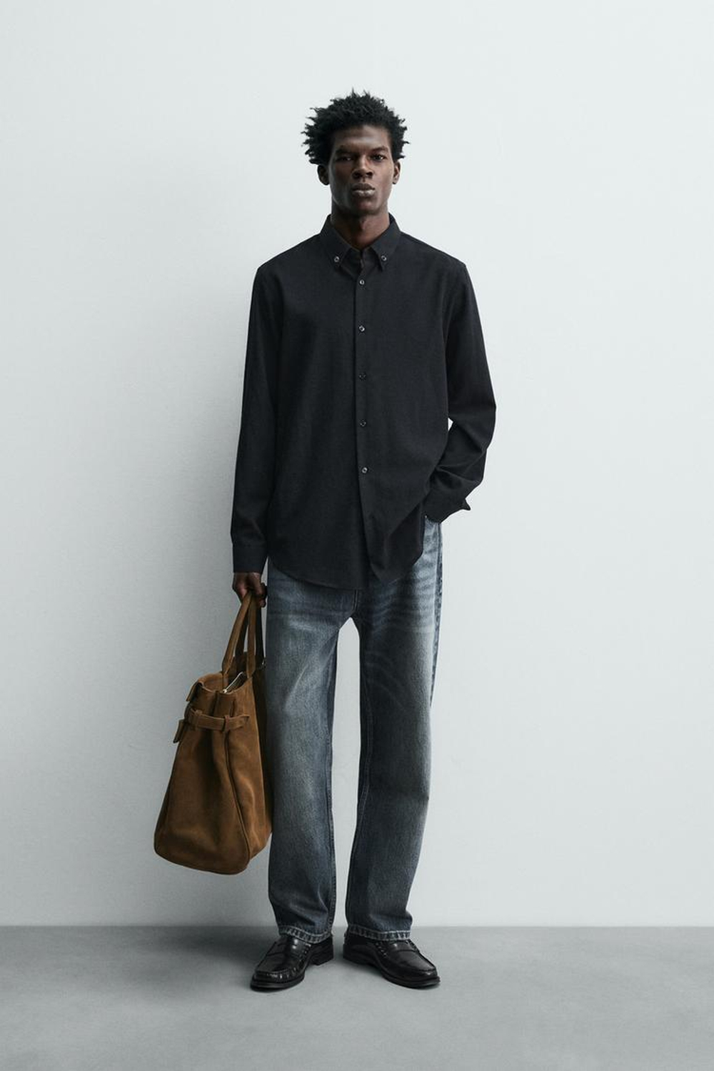 ZARA РУБАШКА ИЗ СМЕСОВОЙ ШЕРСТИ С РЕЛЬЕФНЫМ УЗОРОМ, МОРСКОЙ ТЕМНО-СИНИЙ