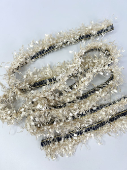 Тесьма с бахромой твидовая букле травка 35мм (1,5м в уп)