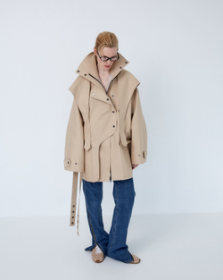 Тренч на молнии из хлопка Берберри бежевый
