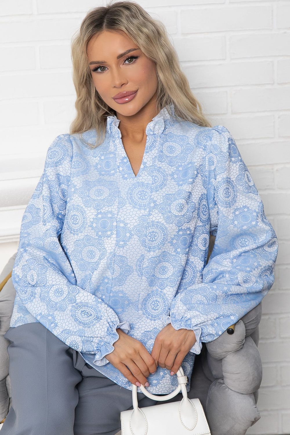 Блуза Доменика (бело-голубая) Б15015-18М LT Collection