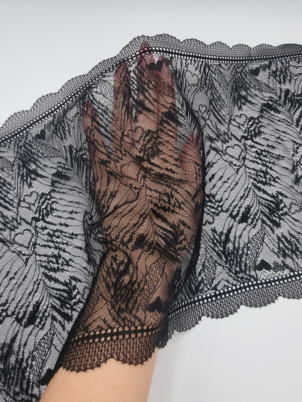 Кружево эластичное черное КС173 (24 см)