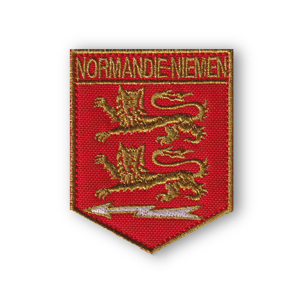 Нашивка ( Шеврон ) Эмблема Авиационного Истребительного Полка "Нормандия - Неман" ВВС Франции / Красная | ATRIBUTICASTORE.RU