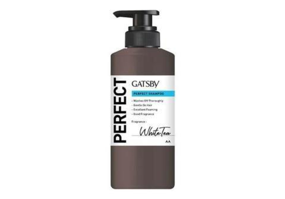 Mandom Мужской шампунь "Gatsby Perfect Shampoo" для двойной очистки кожи головы и удаления укладочных средств (аромат белого чая) 380 мл