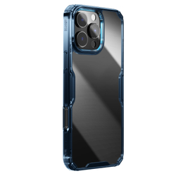 Прозрачный чехол с мягкими синими боковыми рамками от Nillkin для iPhone 16 Pro Max, серия Nature TPU Pro Case