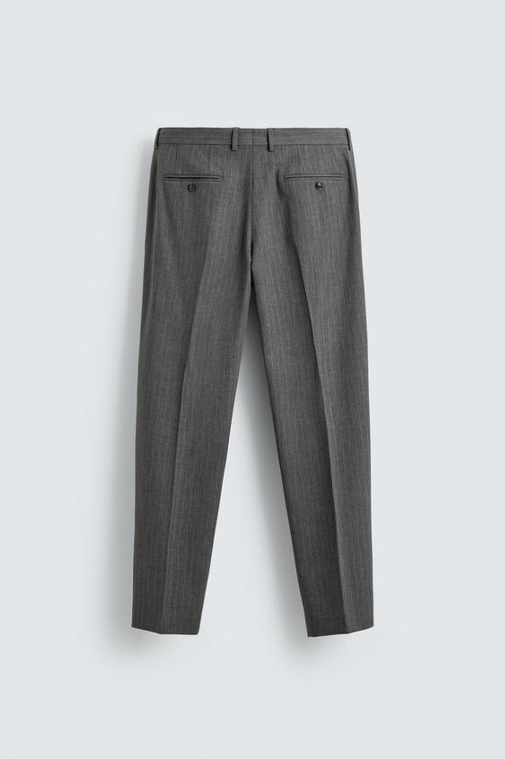 ZARA КОСТЮМНЫЕ БРЮКИ В ТОНКУЮ ПОЛОСКУ ИЗ ШЕРСТИ, СЕРЫЙ
