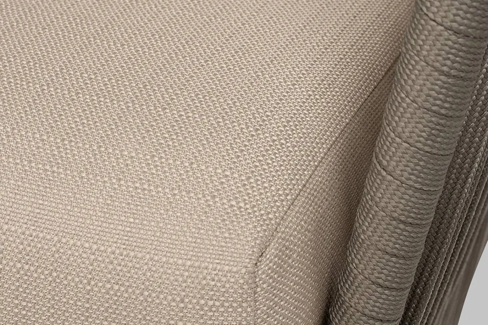 "Форли" диван 2-местный плетеный из роупа, каркас алюминий светло-серый (RAL7035) муар, роуп серо-коричневый 23мм, ткань Mossle бежевая