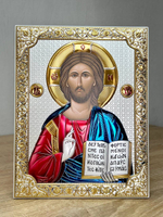 Спаситель, икона прямоугольная без рамки, белое дерево, эмаль 175х225