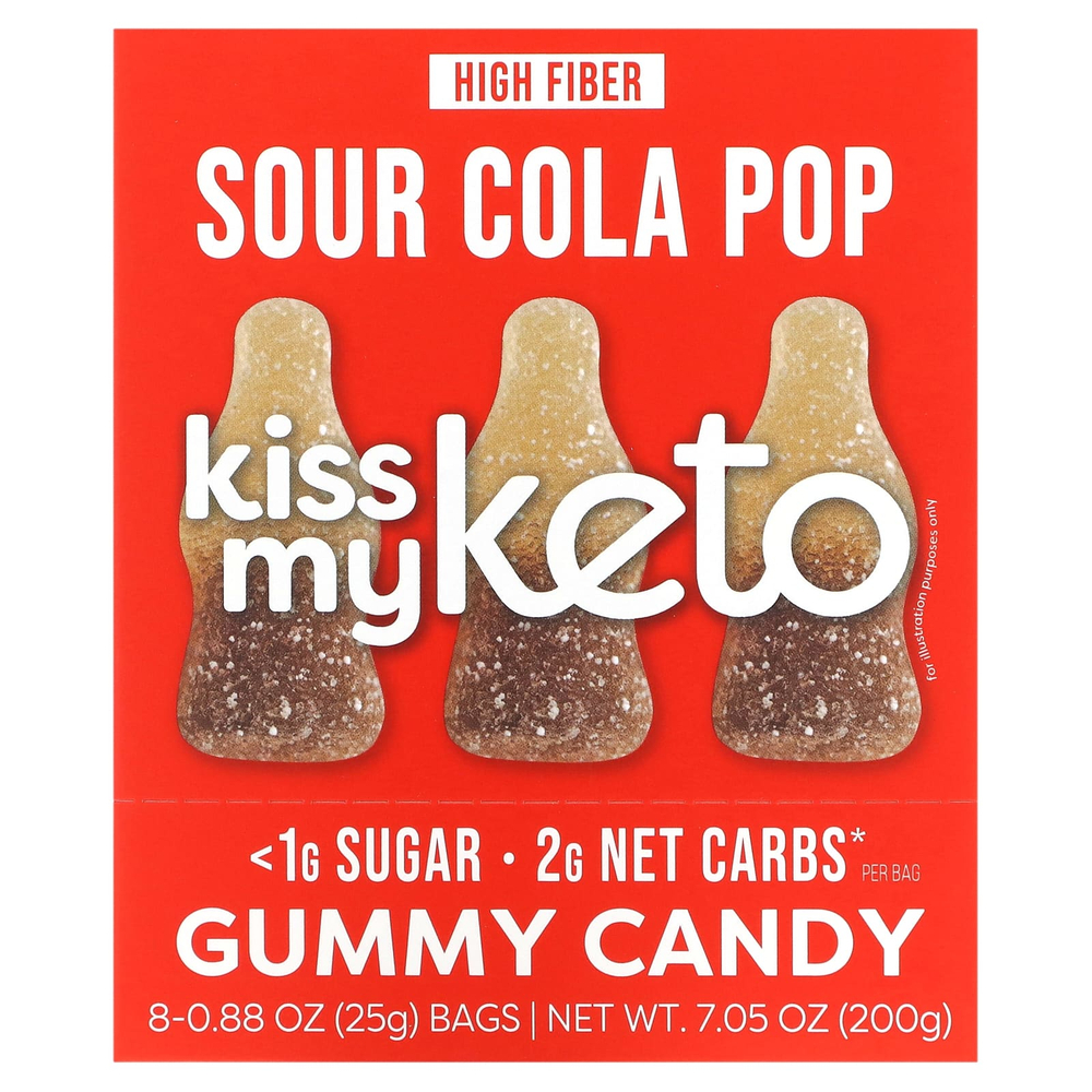 Kiss My Keto, Gummy Candy, кислая кола, 8 пакетиков по 25 г (0,88 унции)