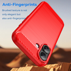 Мягкий защитный чехол красного цвета на iPhone 17, серия Carbon (дизайн в стиле карбон) от Caseport