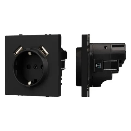 Механизм розетки с USB зарядкой SCT-NOBE-MUAA-SFPL-BK (230V, 16A) (Arlight, -) 054289