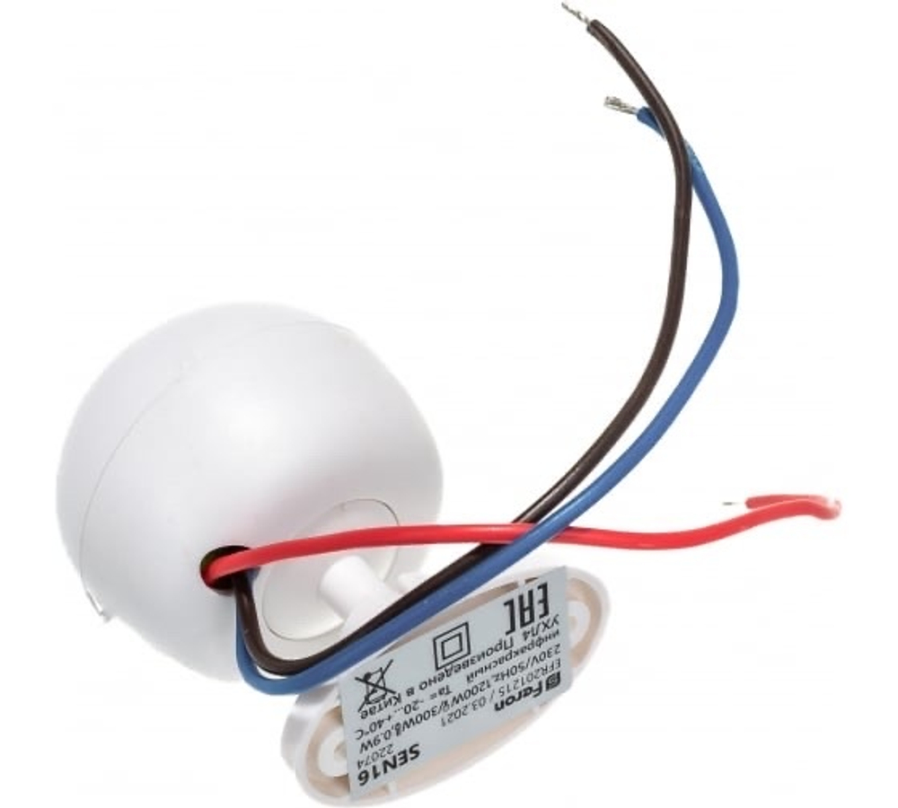 Датчик движения 1200W 8m 120°(гориз.) 360°(верт.) белый, SEN16/ES-P27A Feron 22074