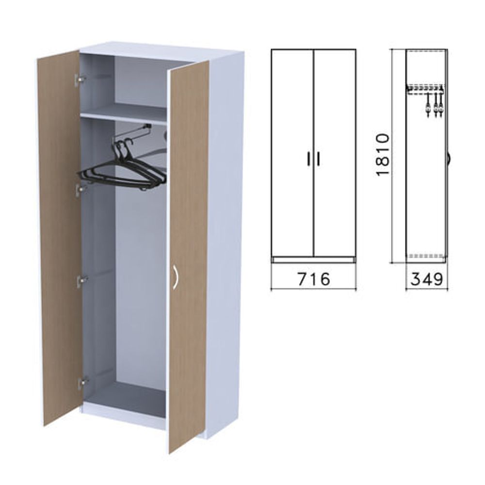 Шкаф для одежды &quot;Бюджет&quot;, 716х349х1810, орех онтарио (КОМПЛЕКТ)