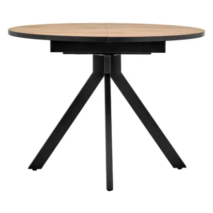 Стол Bradex Home Rudolf круглый раскладной 100-130x100x75см, Дуб Вотан, чёрный