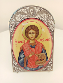 Икона Св. Пантелеимон Целитель (Палех) настольная