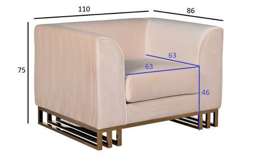 102AN-20491 Кресло Lucerne велюр бежевое 110*86*75см