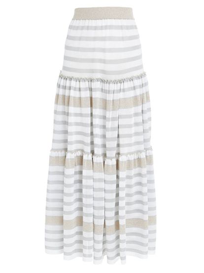 Женская юбка в бело-серую полоску из вискозы - фото 1