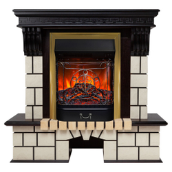 Электрокамин RealFlame Stone STD AO античный дуб с очагом Majestic Lux Brass