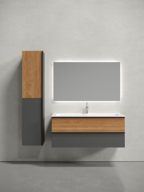 Тумба с раковиной Sancos Delta 120 см DL120GR дуб красный / графит