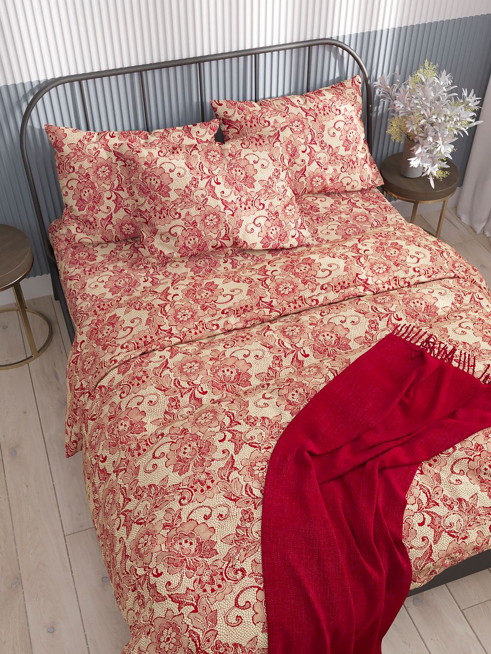 Простынь на резинке Сказка "Кружева" 160х200 см, перкаль