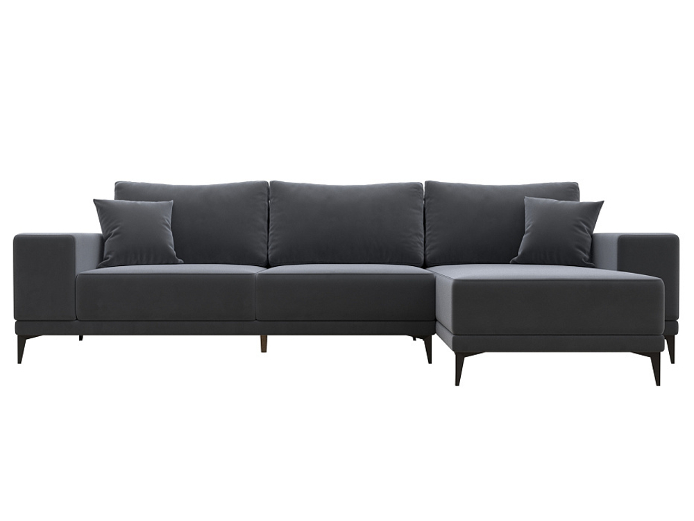 Диван угловой Льюес правый, Серый, Велюр, 122400