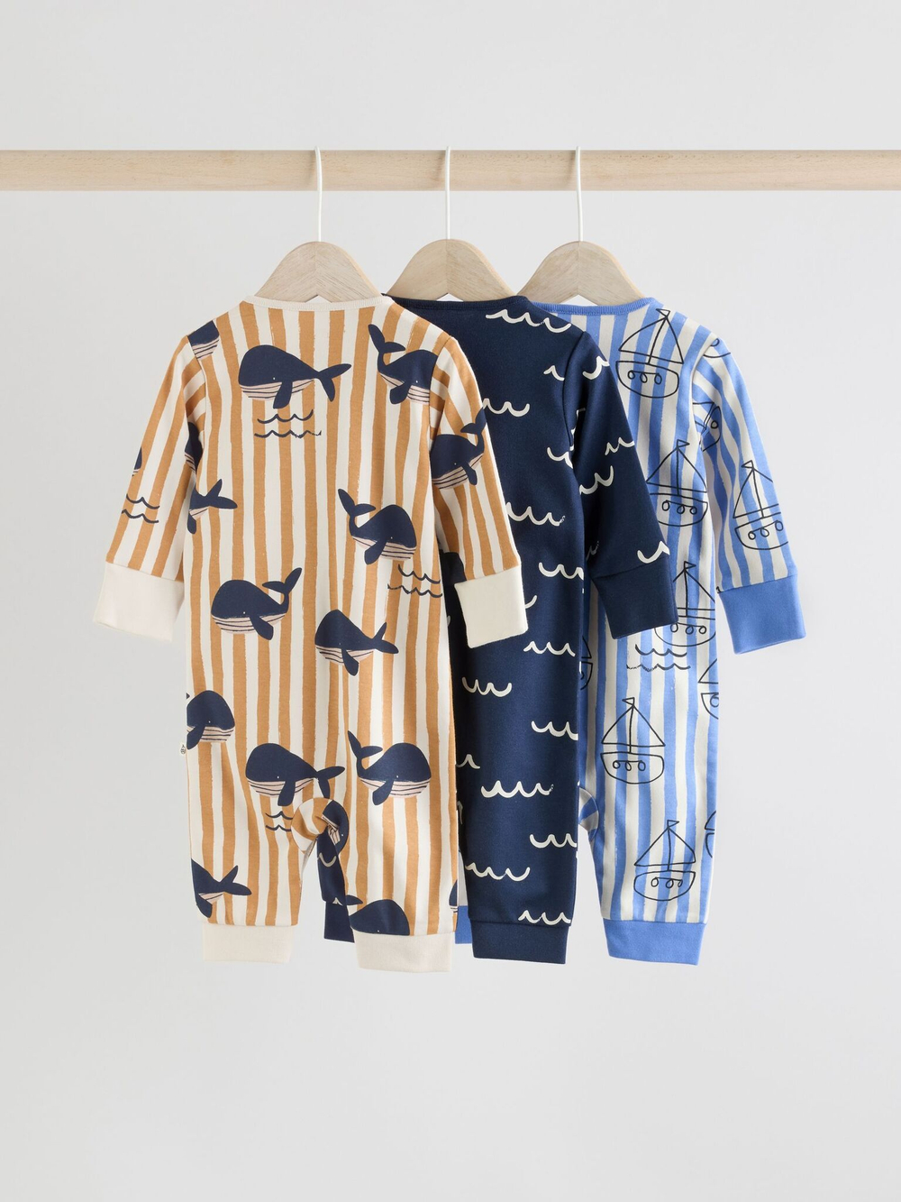 Комбинезон / Cлип для малышей Next E19-568, 3 шт., Голубой, Бежевый, Темно-синий