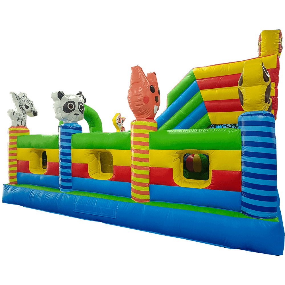 Коммерческий надувной батут «Звериный мир 2» с горкой и аркой, 6*5*4.2 м