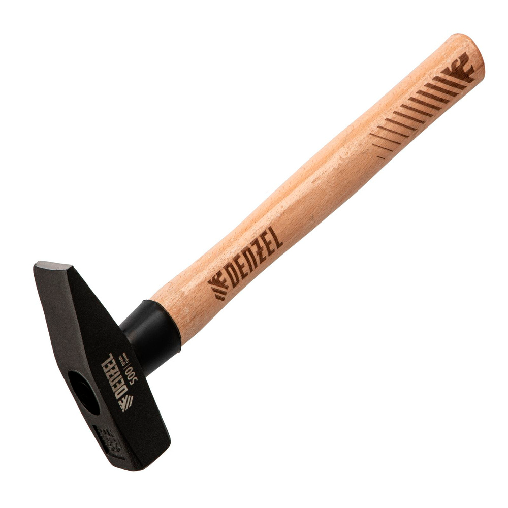 Молоток слесарный, 1000 г, кованый квадратный боек, буковая рукоятка// Denzel